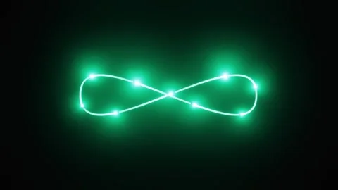 Neon infinity sign. 3D render seamless loop animation. Abstract background with Stock Footage 271459238
