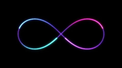 Neon infinity symbol with colored lights chasing along 库存影片 348276492
