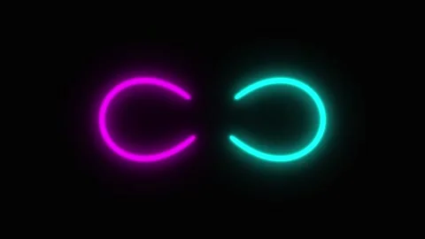 Neon infinity symbols animating with fluid motion against a dark background Stock Footage 342432126