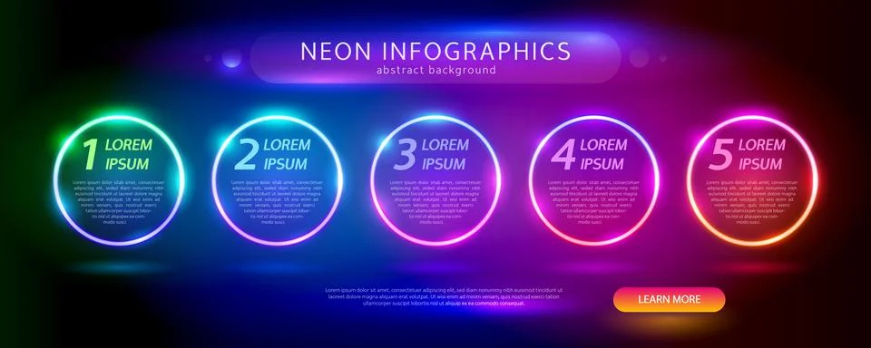 Neon Infographics Circle Frames Set イラスト素材