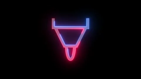 Neon inking tool icon blue red color glowing animation black background Stock Footage 268712404
