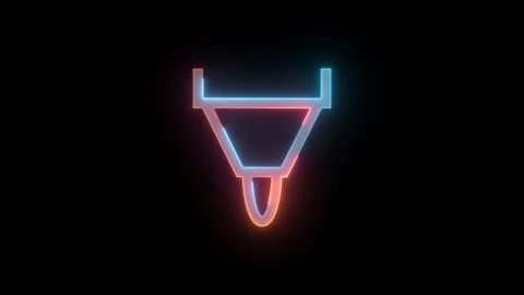 Neon inking tool icon brown cyan color glowing animation black background Stock Footage 268712429