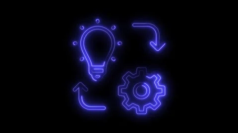 Neon innovation cycle creative process idea to execution and iteration on b.. Stock Footage 309292565