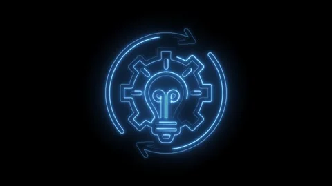 Neon innovation idea process with gears and arrows for creative business so.. Stock Footage 312318038