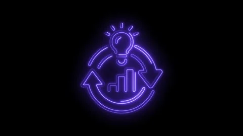 Neon innovation loop with graph charts for business success and continuous Stock Footage 330772298