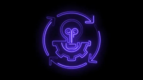 Neon innovation loop graphic representing creative process with gear and li.. Stock Footage 309911256