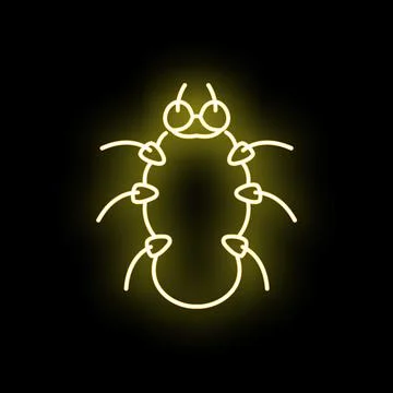 Neon insect bug outline glowing yellow light Illustrazione stock