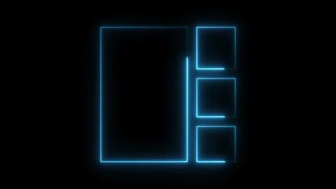 Neon interface animation display panel frames glowing blue rectangles and s.. Stock Footage 308713083