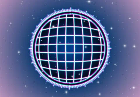 Neon interface background with round sensor display and ruler. Abstract Stock Illustration