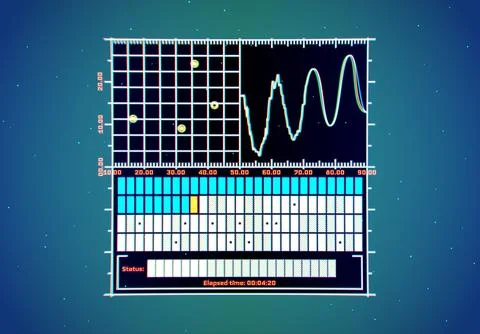 Neon interface background with service software display. Abstract technology Stock Illustration