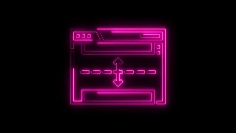 Neon interface scroll window animation with arrow indicators on black backg.. 스톡 동영상 312333288