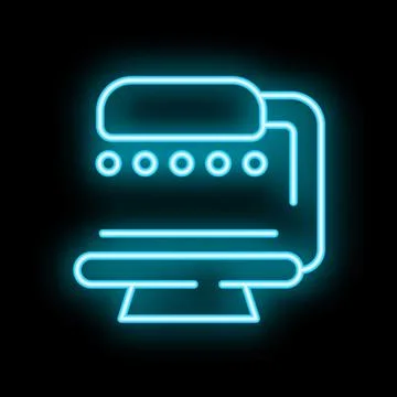 Neon internet browser showing website with opened tab on top on black backg.. Stock Illustration