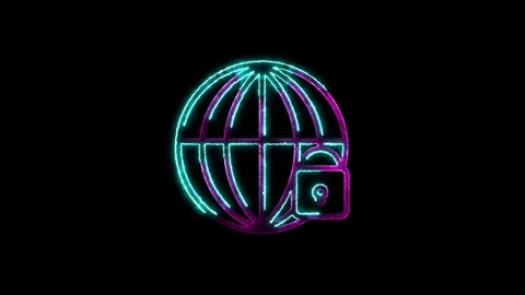 Neon internet icon. Internet line icon, data icon and internet privacy concep Stock Footage 293482778