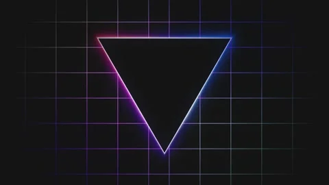 Neon Inverted Triangle Retro Grid Motion Background Stockbeeldmateriaal 346777673