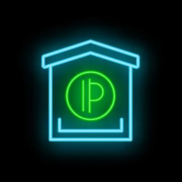 Neon ip address inside house symbolising secure connection Stock Illustration