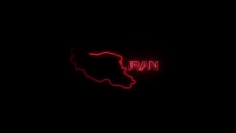 Neon Iran map, Iran state map icon 4k animation. Outline map of Iran. Stock Footage 322010029