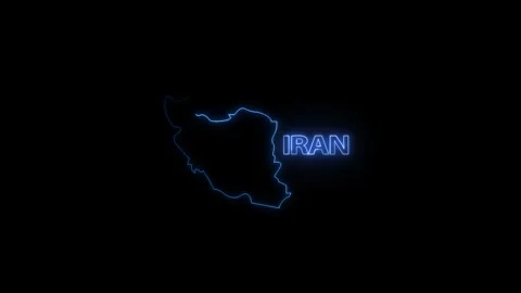 Neon Iran map, Iran state map icon 4k animation. Outline map of Iran. Stock Footage 322010077