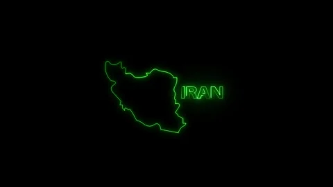Neon Iran map, Iran state map icon 4k animation. Outline map of Iran. Stock-Footage 322010118