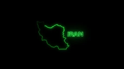 Neon Iran map, Iran state map icon 4k animation. Outline map of Iran. Stock-Footage 322010231