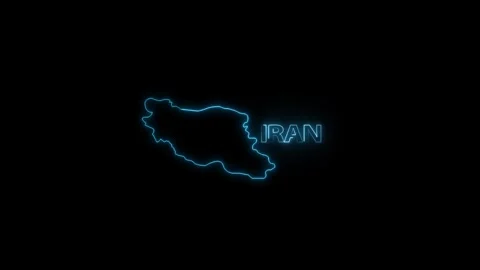 Neon Iran map, Iran state map icon 4k animation. Outline map of Iran. Stock Footage 322087775