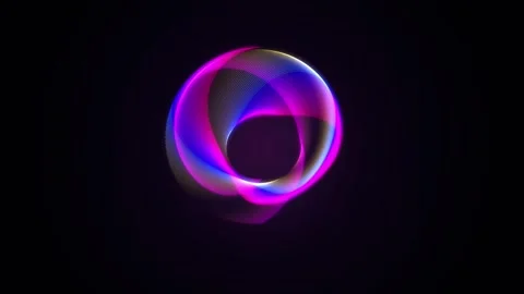 Neon iridescent light sphere rotating in dark background digital motion gra.. Vídeo Stock 347467505