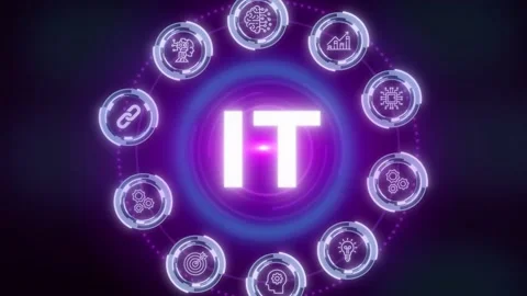 Neon IT Indicator Animation. Modern Graphic Interface. 4K Stock Footage 202758150