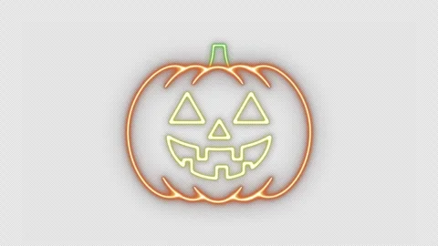 Neon Jack O Lantern Pumpkin Flickering Loop Animation for Halloween Stock Footage 341781811