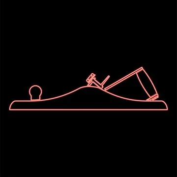 Neon jack plane smoothing plane carpenter tool symbol hand tool for carpentry Stock Illustration