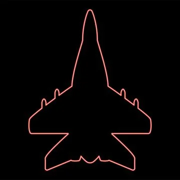 Neon jet plane fighter reactive pursuit military red color vector illustrat.. Stock Illustration