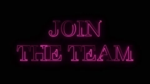 Neon 'Join the team' text isolated on black background. Stock Footage 224636785