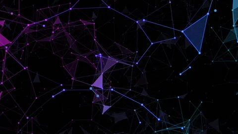 Neon joints.Abstract space background, geometry surfaces, lines and points. Can Stock Footage 95465252