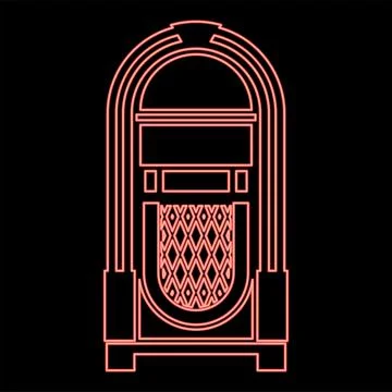 Neon jukebox Juke box automated retro music concept vintage playing device .. Ilustración de archivo