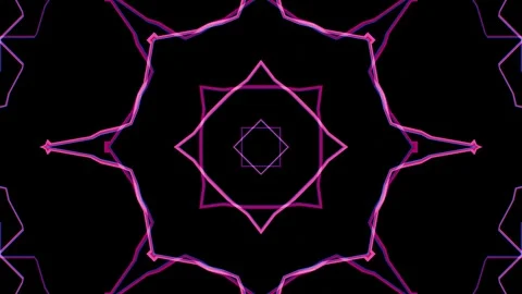 Neon Kaleidoscope On Black Loop Stock Footage 288019740