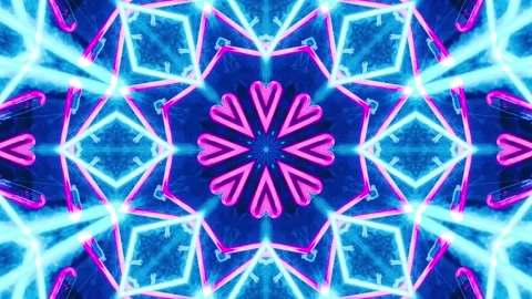 Neon Kaleidoscope Patterns. Unique Abstract Background 4K Animation Footage. Stock Footage 139691096