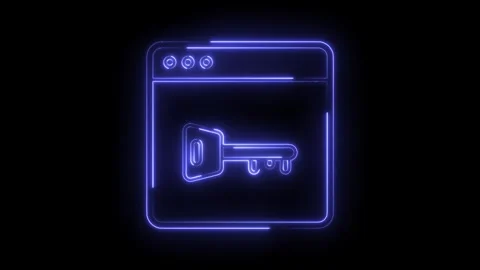 Neon key in browser window animation security access and data protection concept Stock Footage 322989592