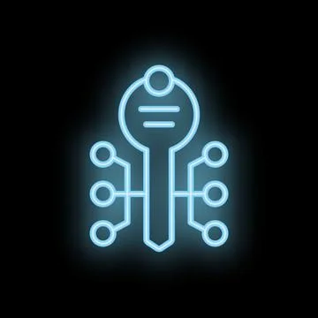 Neon key connected to network representing digital solution concept イラスト素材