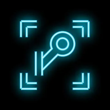 Neon key icon glowing on dark background Stock Illustration