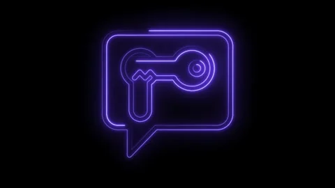 Neon key icon inside a speech bubble concept of security password and access Stock Footage 345997679