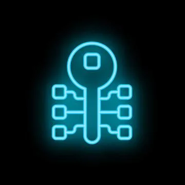 Neon key representing digital security and encryption Stock Illustration