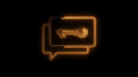 Neon key in speech bubble reveals secure communication and encryption techn.. Stock Footage 312448414