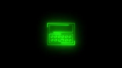 Neon keyboard dock icon glowing black background animation Stock Footage 289527484