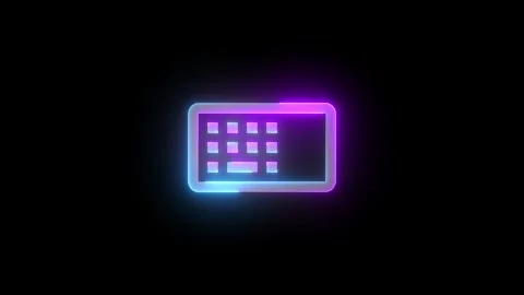 Neon keyboard left aligned icon cyan purple color glowing animation black ba Stock Footage 270783992