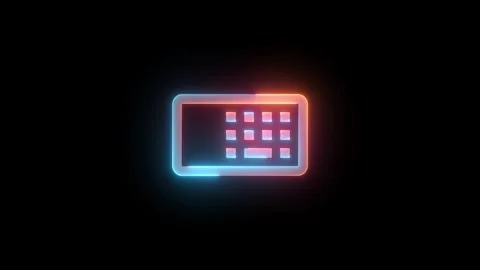 Neon keyboard right aligned icon brown cyan color glowing animation black ba Stock Footage 270784003