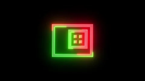 Neon keyboard right dock icon green red color glowing animated black backgro Stock Footage 271053832