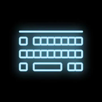 Neon keyboard shining on black background Stock Illustration