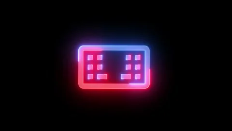 Neon keyboard split icon blue red color glowing animation black background Stock Footage 265995338
