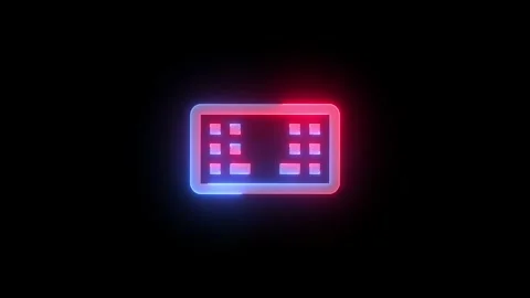 Neon keyboard split icon blue red color glowing animation black background Stock Footage 268712468