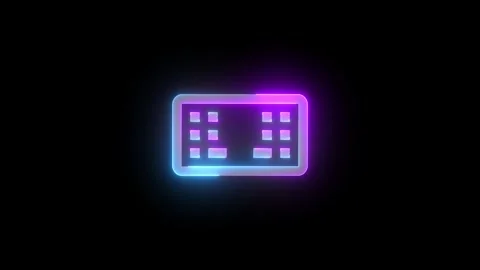 Neon keyboard split icon cyan purple color glowing animation black backgroun Stock Footage 268712475