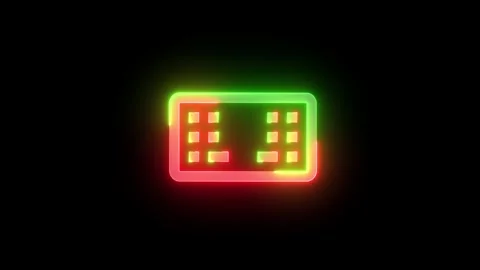 Neon keyboard split icon green red color glowing animation black background Stock Footage 265995345