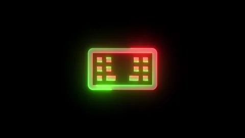 Neon keyboard split icon green red color glowing animation black background Stock Footage 268712473